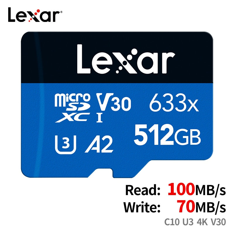 Lexar Micro SD 512GB A2, 256GB, 128GB, 64GB, 32GB A1, Classe 10