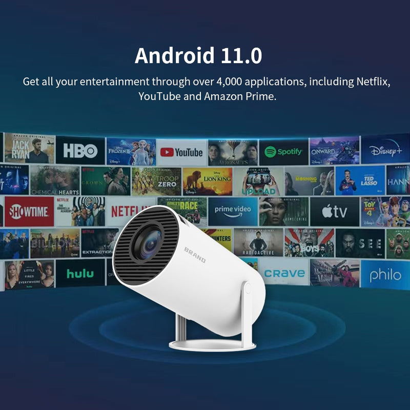 Projetor Portátil 4K com Android 11.0: 5G, WIFI, 720p Nativo