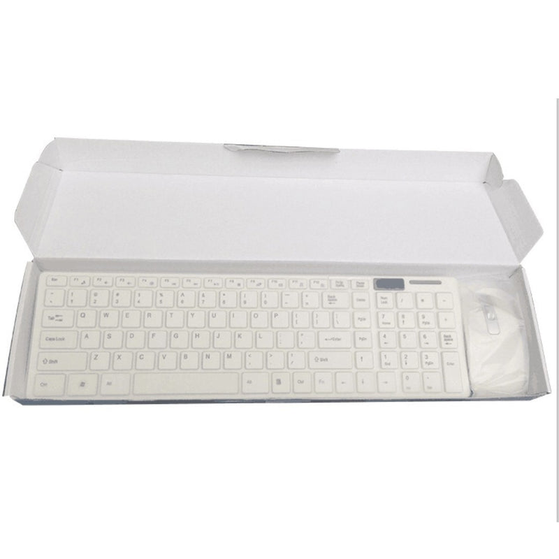 Kit Teclado E Mouse Sem Fio Wireless 3200dpi Óptico Branco e Preto para PC