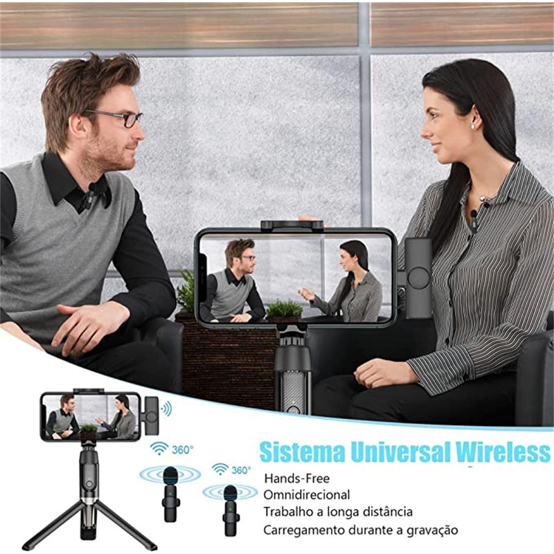 2 Microfones de Lapela sem Fio para Iphone e Android - Miston