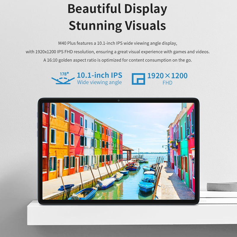 Tablet M40 Plus 10.1 polegadas Teclast com Android 12, 1920x1200, 8GB RAM, 128GB ROM, GPS, 7000mAh - Miston