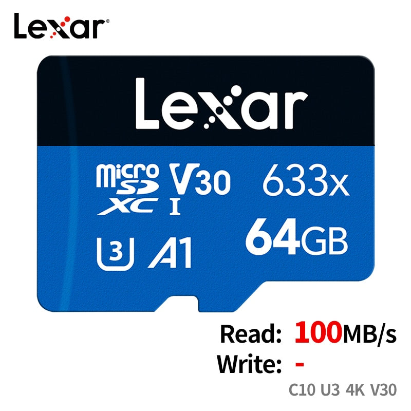 Lexar Micro SD 512GB A2, 256GB, 128GB, 64GB, 32GB A1, Classe 10
