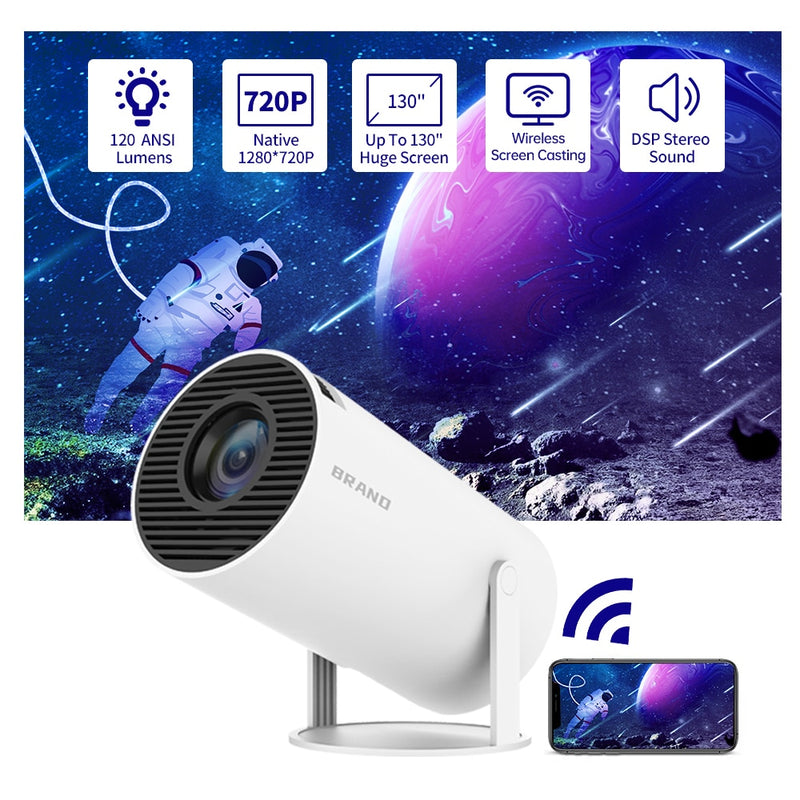 Projetor Portátil 4K com Android 11.0: 5G, WIFI, 720p Nativo - Miston