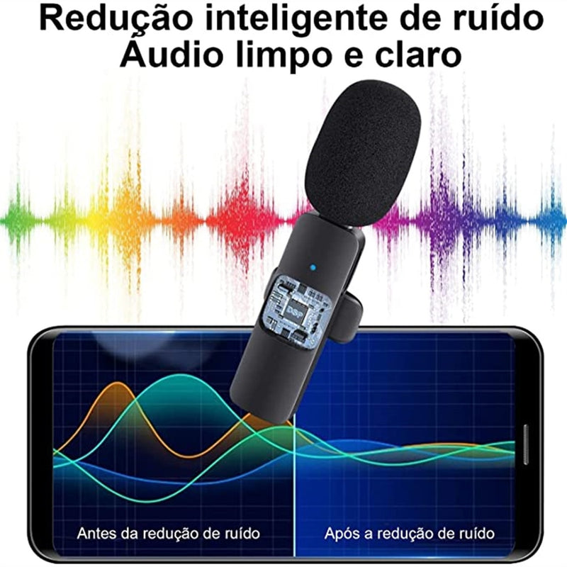 2 Microfones de Lapela sem Fio para Iphone e Android - Miston