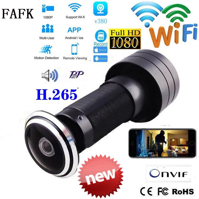 V380 Door Eye Hole Security 1080P HD  1.7mm Lens Wide Angle FishEye CCTV Network Mini Peephole Door WifI  Camera P2P ONVIF - Miston